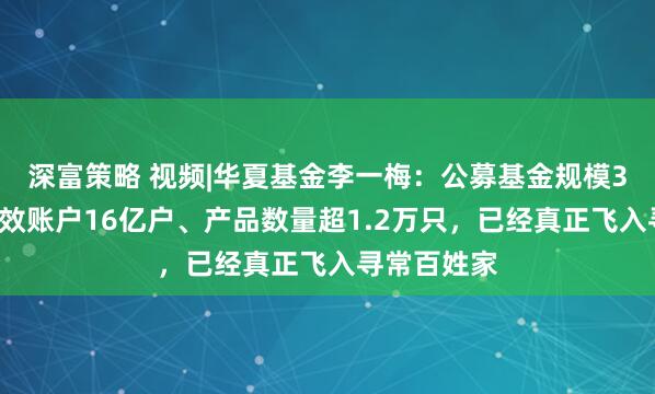 深富策略 视频|华夏基金李一梅：公募基金规模33万亿、有效账户16亿户、产品数量超1.2万只，已经真正飞入寻常百姓家